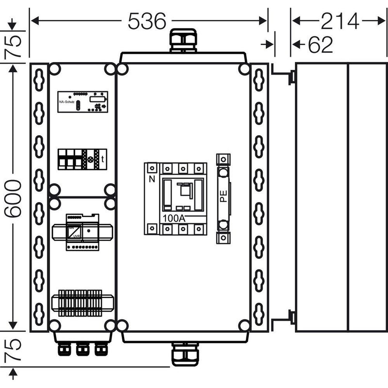 Hensel - Verteilerbaugruppe mit Leistungsschalter PV-Freischaltstelle Mi AE 3224 70kVA, 4-p. m.LS+NA