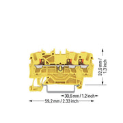 WAGO - Durchgangs-Reihenklemme 3-Leiter-Durchgangsklemme 2202-1306 Drücker,2,5 mm²,ge − 100 Stück