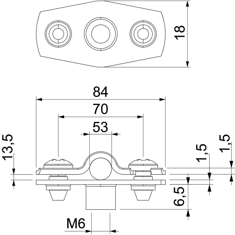 OBO Bettermann - Befestigungsschelle für Kabel/Rohre Abstandschelle ASG 732 53 A4 m. Gewindea. 44-53mm − 20 Stück