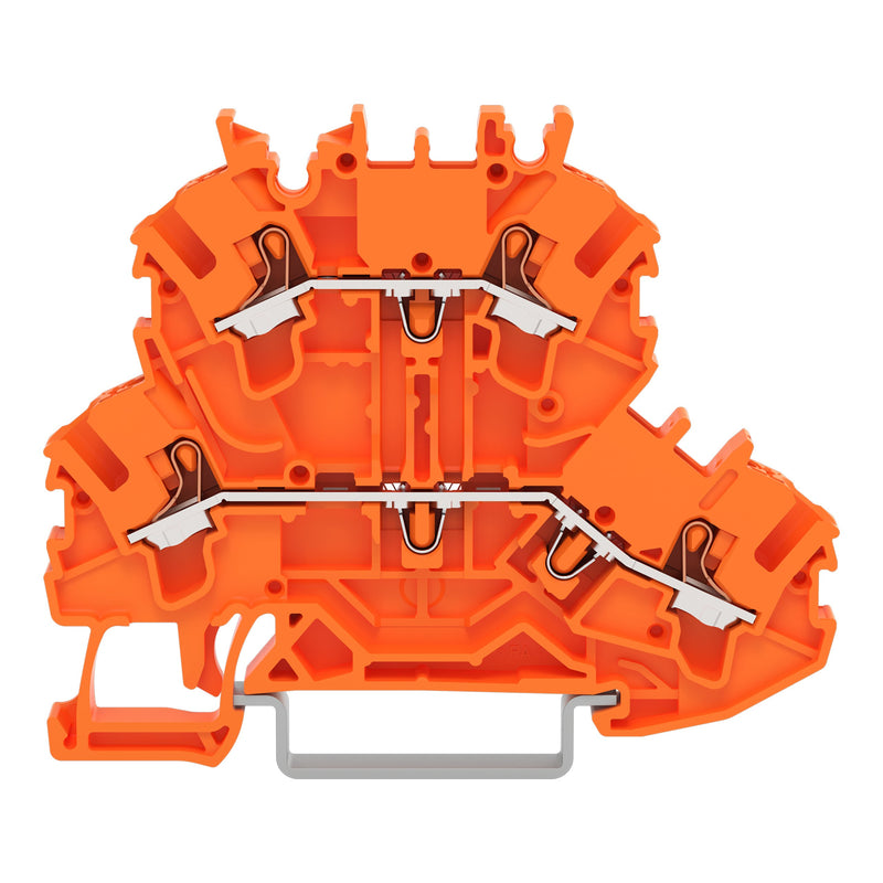 WAGO - Durchgangs-Reihenklemme Doppelstockklemme 2202-2206 Drücker,orange − 50 Stück