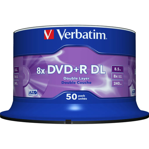 Verbatim - Speichermedium digital DVD+R DL 8.5GB/240Min/8x 43758 (VE50) Cakebox (50 Disc) − 4 Packung