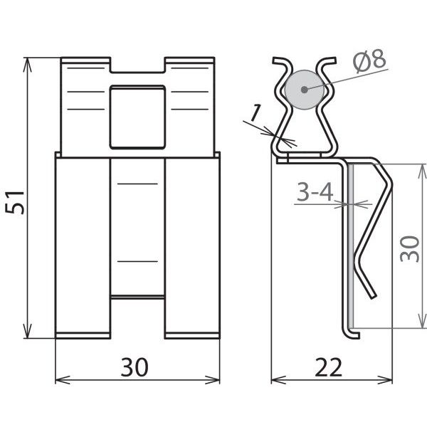 DEHN - Verbinder für Blitzschutz Bewehrungsklemme DC BK 8 FL30 STBLANK DEHNclip