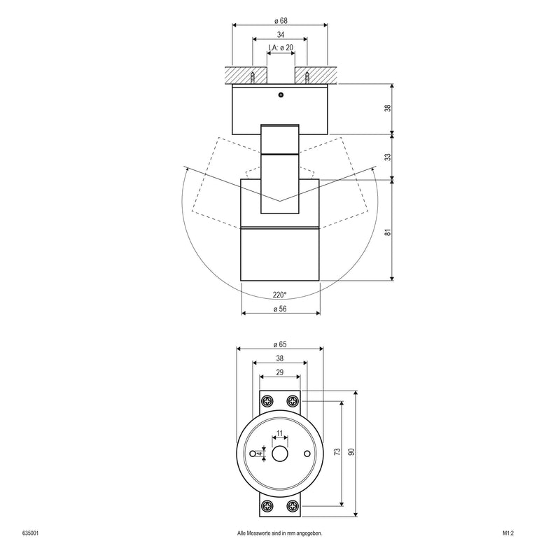 EVN Lichttechnik - Downlight/Strahler/Flutlicht Deckenanbau-Spot 635001 GU10 IP54 weiß