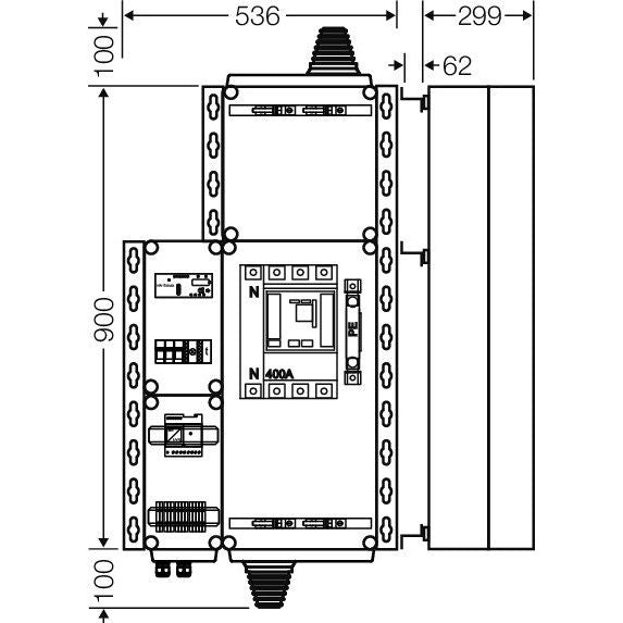 Hensel - Verteilerbaugruppe mit Leistungsschalter PV-Freischaltstelle Mi AE 5254 220kVA, 4-p. m.LS+NA
