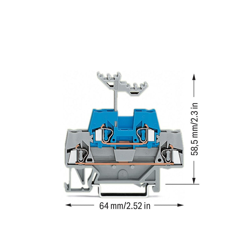 WAGO - Durchgangs-Reihenklemme Doppelstockklemme 280-533 0,08-2,5 20A gr/bl − 50 Stück