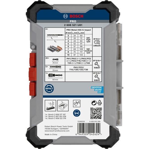 Bosch Power Tools - Werkzeugset PRO Impact Schrauberbits 2608521U81VE(35) und Metallbohrer Set − 3 Packung