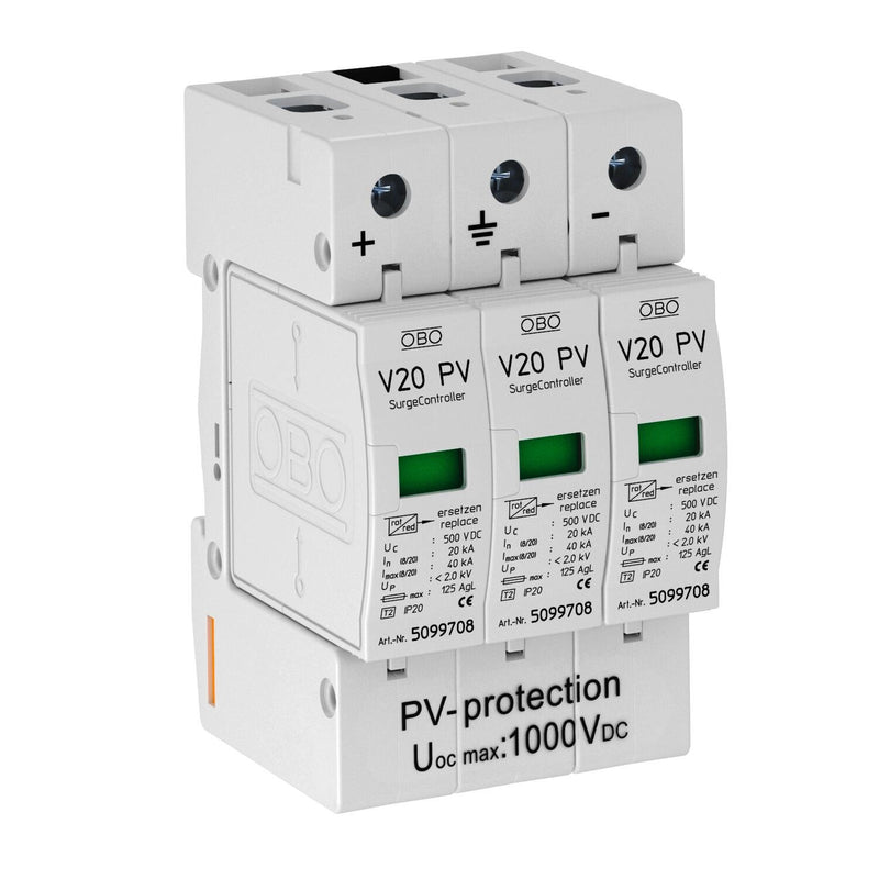 OBO Bettermann - Überspannungsableiter für Energietechnik/Stromversorgung Überspannungsableiter V20-C 3-PH-1000 Surge Controller