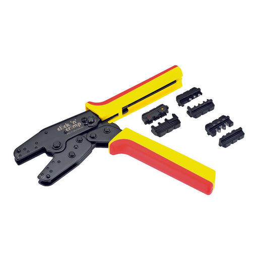 Cimco Werkzeuge - Presswerkzeug Kabelschuhe/Verbinder, Aderendhülsen, Schirmanschluss Crimpzange Solar 106052 3 Einsätze