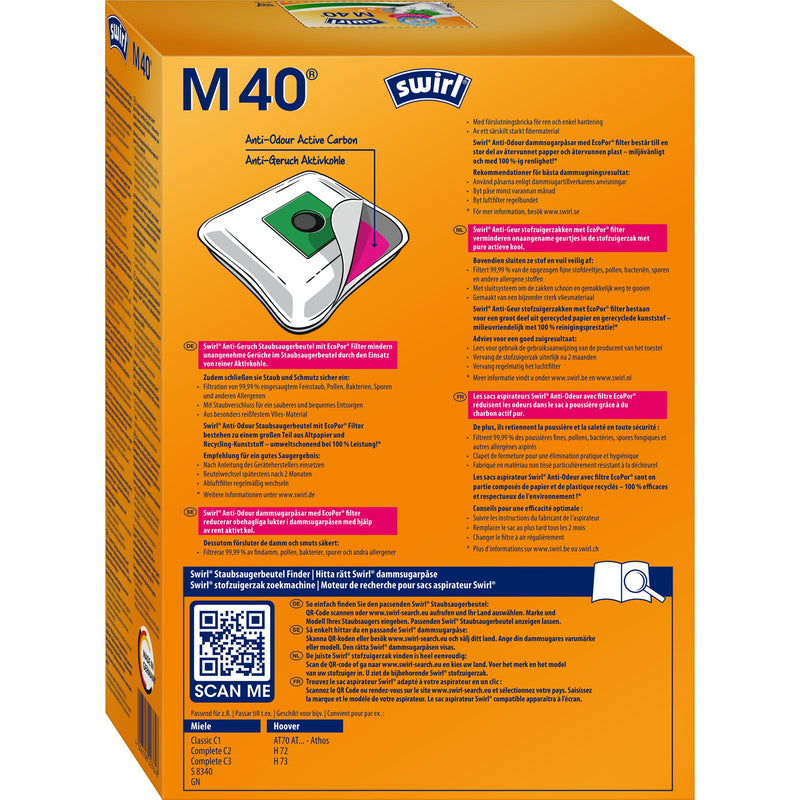 Swirl - Zubehör/Ersatzteile für Bodenpflege Staubbeutel M 40 Anti-Odour VE4 für Miele