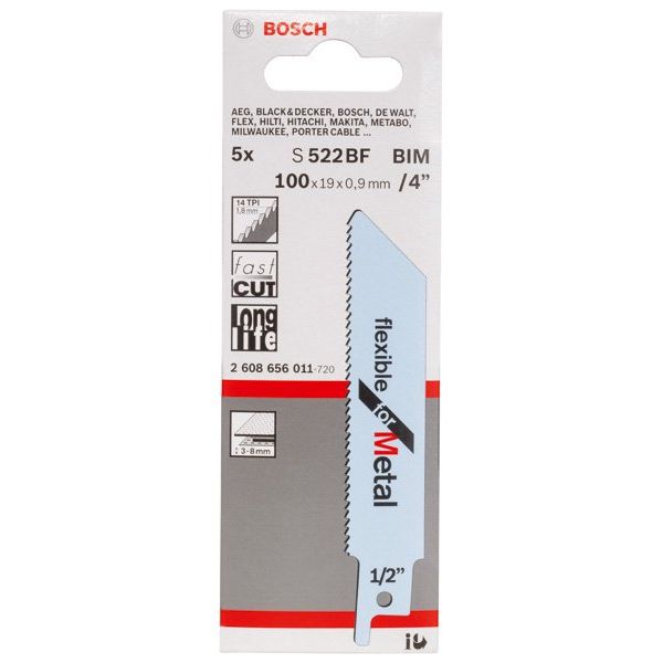 Bosch - Säbelsägeblatt Flexible for 2608656011 Metal, 5er-Pack − 5 Packung