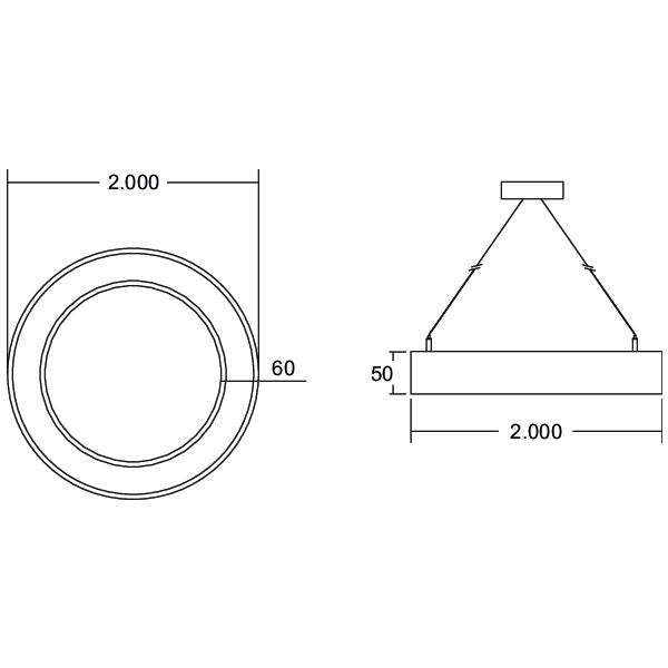 Brumberg Leuchten - Pendelleuchte LED-Pendel-Ringleuchte 13836188CA CAS., D2000mm, H50mm