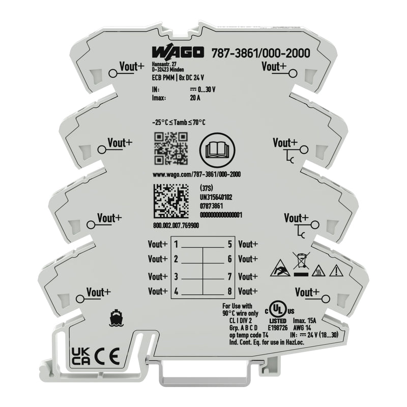 WAGO - Übergabemodul Potentialverteilermodul 787-3861/000-2000 8 Klemmstellen 24V