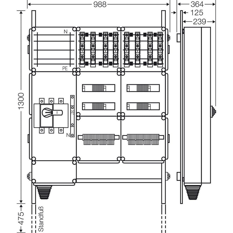 Hensel - Verteilerschrank für Energieversorgung Ladeverteiler Mi EV 22kW 8100 f.8 Ladep. a 22kW