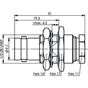 Telegärtner - Koax-Steckverbinder BNC-Kabeleinbaubuchse 100023414 50Ohm löt