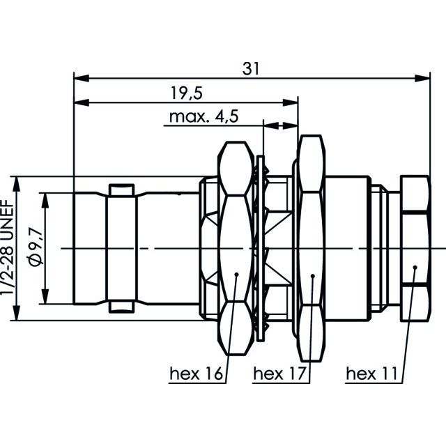 Telegärtner - Koax-Steckverbinder BNC-Kabeleinbaubuchse 100023414 50Ohm löt