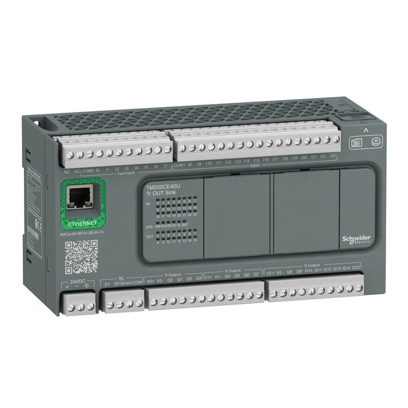 Schneider Electric - SPS-Grundgerät M200 40I/O,Dc24,24 In,16 TM200CE40U Out Tr Npn,1Eth