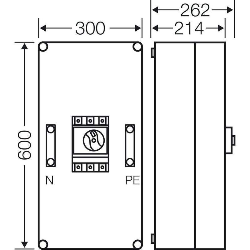 Hensel - Verteilerbaugruppe mit Leistungsschalter Mi-Leistungsschalt.Gehäuse Mi 7431 160A 3pol.+PE