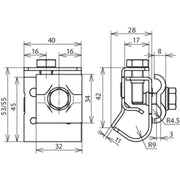 DEHN - Anschlussklemme für Blitzschutz Dachrinnenklemme DRKDUL8.10W16.22AL Al f.Wulst 16-22mm