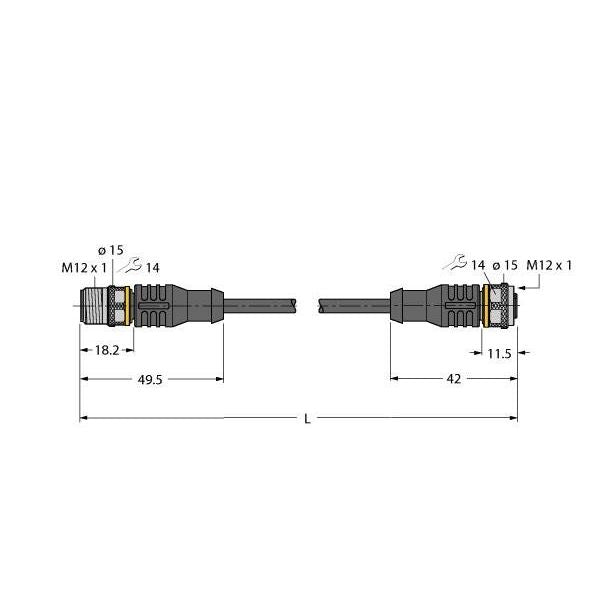 Turck - Rundsteckverbinder, feldkonfektionierbar (Industriesteckverbinder) PUR-Kabelmantel RSC-RKC5701-5M Thin
