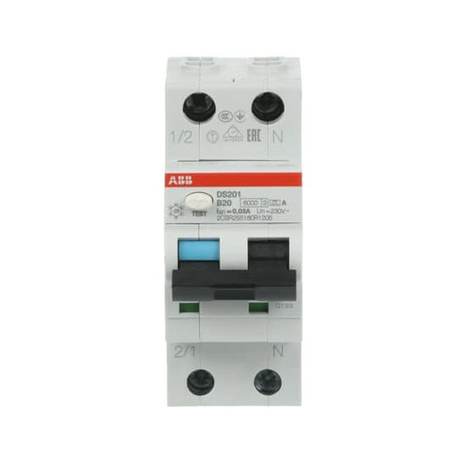 ABB Stotz S&J - Kombination FI-Schalter/Leitungsschutzschalter FI/LS-Schalter DS201A-B20/0,03 6kA, 1p+N