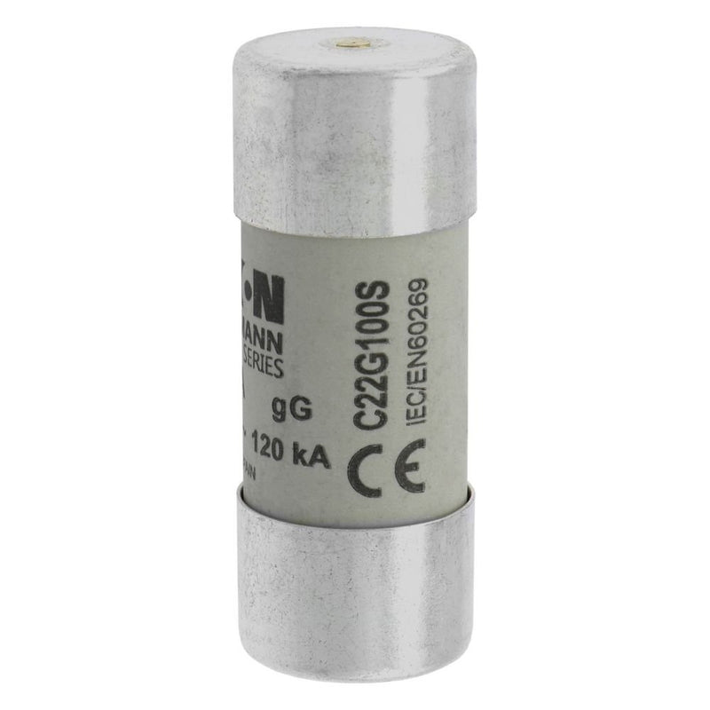 Eaton - Zylindrische Sicherung Sicherungseinsatz Nieders. CYL GG 22,#C22G100S 100A AC 500V 120kA − 10 Stück