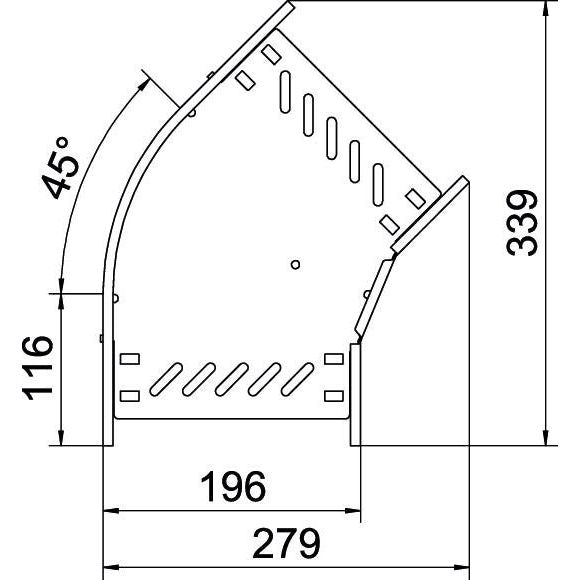 OBO Bettermann - Bogen für Kabelrinne Bogen 45 Grad RB 45 120 FS 110x200 bandverzinkt