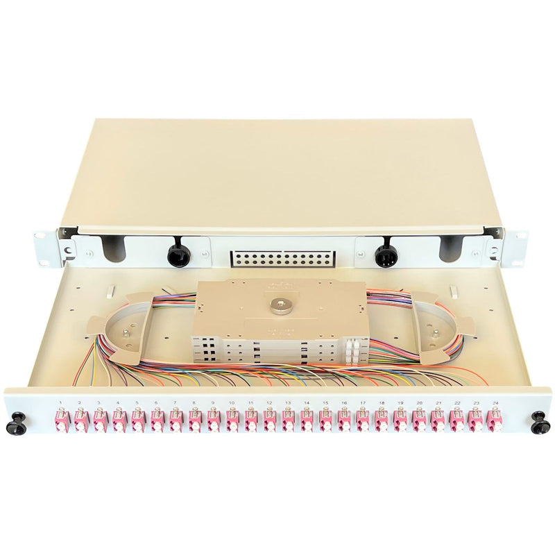 Paschke - Patchpanel LWL Spleissbox ausziehbar 19" 443305-4K-24SA 24x LCd OM4 PINK