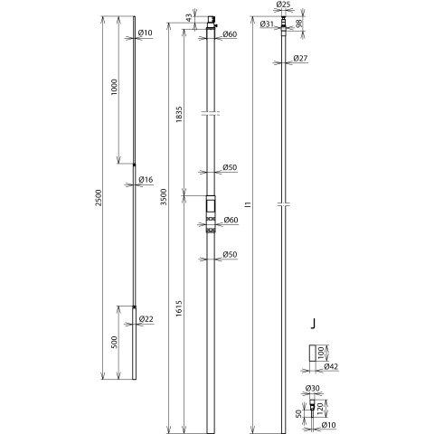 DEHN - Fangeinrichtung für Blitzschutz Fangeinrichtung m. Leitung HVI PO 27 L6 #819431 M SR3500FS2500GFKV2A