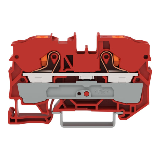 WAGO - Durchgangs-Reihenklemme 2-Leiter-Durchgangsklemme 2210-1203 Drücker,10 mm²,rot − 25 Stück
