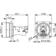 Telegärtner - Modularer Steckverbinder TOC Flanschset IP68 Cat.6A 100007379 AMJ-S Modul T568B