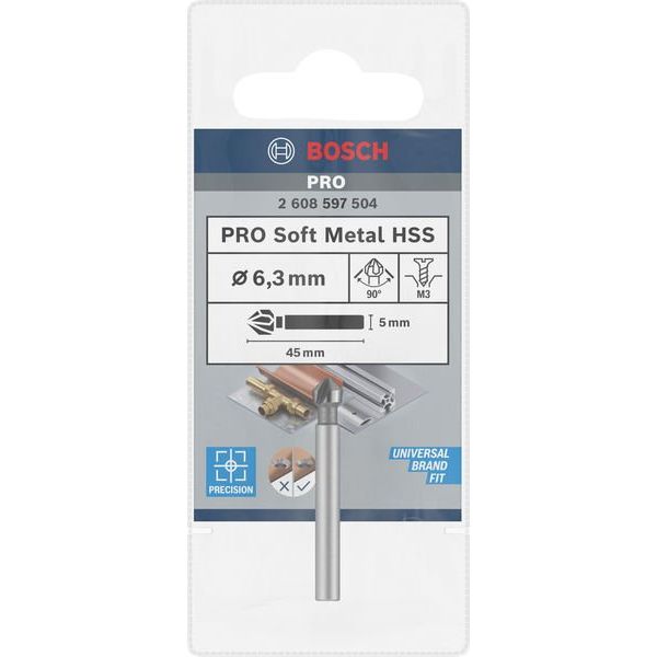 Bosch - Versenkbohrer PRO Soft Metal HSS 2608597504 Kegelsenker 6,3 x 45