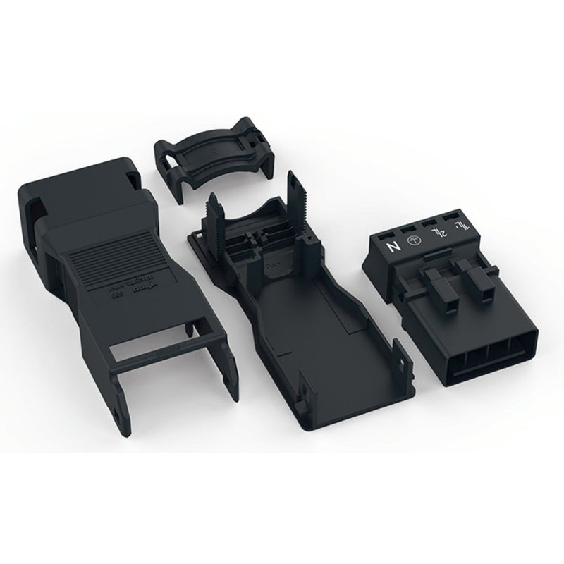 WAGO - Steckverbinder für steckbare Gebäudeinstallation Steck. m. Zugentlastungsg. 890-114 4-polig,schwarz − 50 Stück