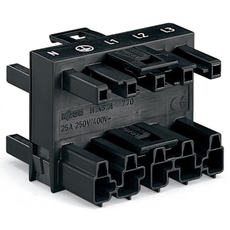 WAGO - Kompaktverteiler für steckbare Gebäudeinstallation Verteiler 770-609 400V 25A 5p. schwarz − 25 Stück
