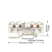 WAGO - Durchgangs-Reihenklemme 4L-Durchgangsklemme 2204-1409 4 qmm, lichtgr − 50 Stück