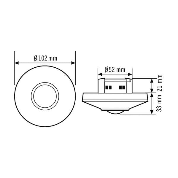 ESYLUX - Bussystem-Bewegungsmelder Decken-Präsenzmelder ws PD 360i/8 DALI ADR UP,360Grad,DALIca.8m