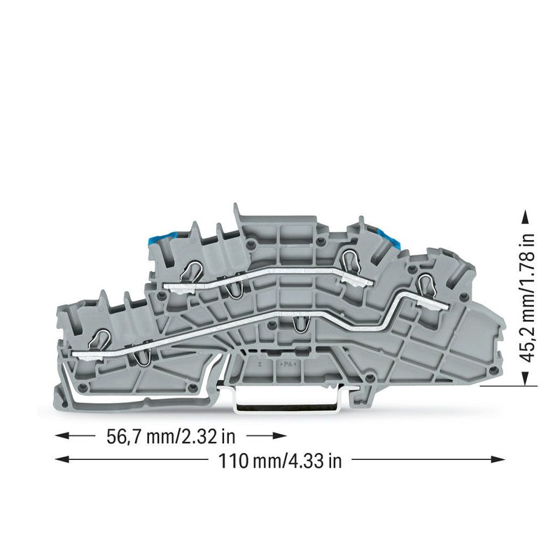 WAGO - Installations-Etagenklemme Installationsetagenklemme 2003-6649 4mm² grau N/L − 50 Stück