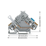 WAGO - Initiator/Aktor-Reihenklemme 2-Leiter-Aktorenklemme 280-566 2,5mm²,grau − 50 Stück