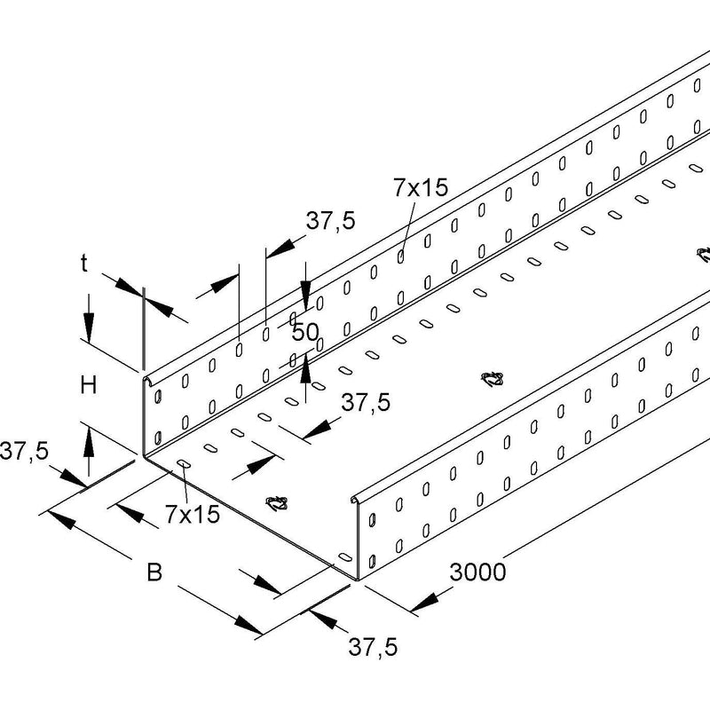Niedax - Kabelrinne Kabelrinne RSSUP 100.200 S OV 100x200mm − 3 Meter