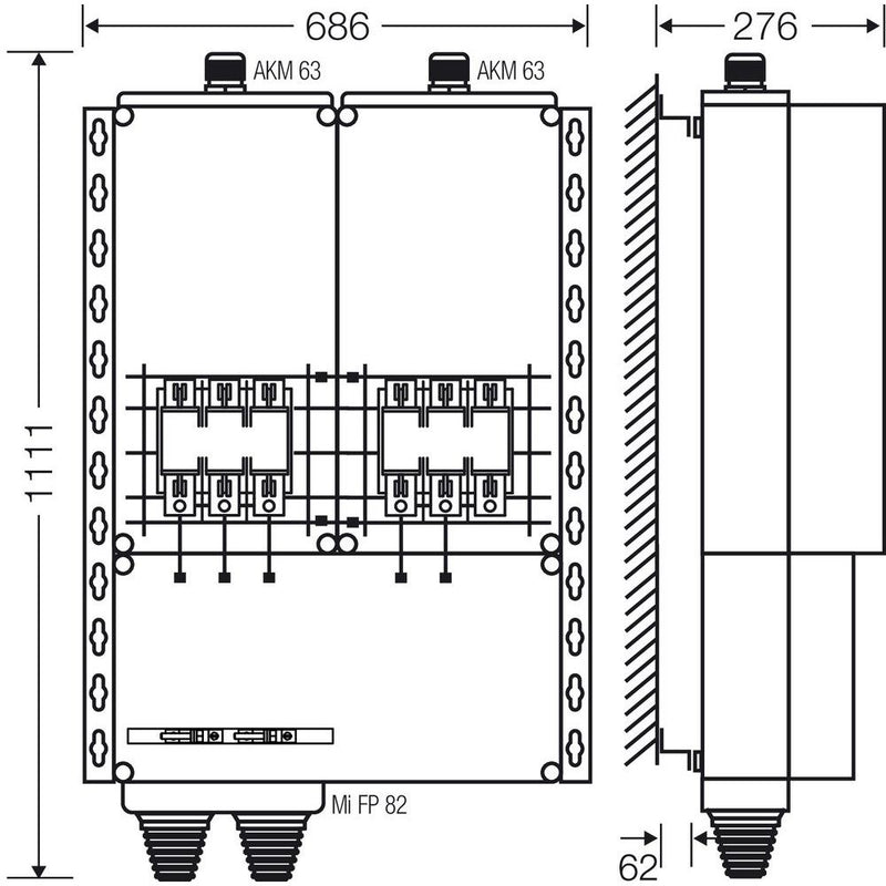 Hensel - Sicherungskasten Verteiler 2x3xNH 1 Mi AS 6242 250A 5-pol.Sch.250A