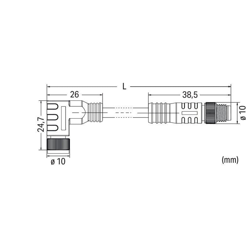 WAGO - Konfektioniertes Sensor-Aktor-Kabel Sensor-Aktorleitung axial 756-6203/030-030 M8-Buchse/Stecker