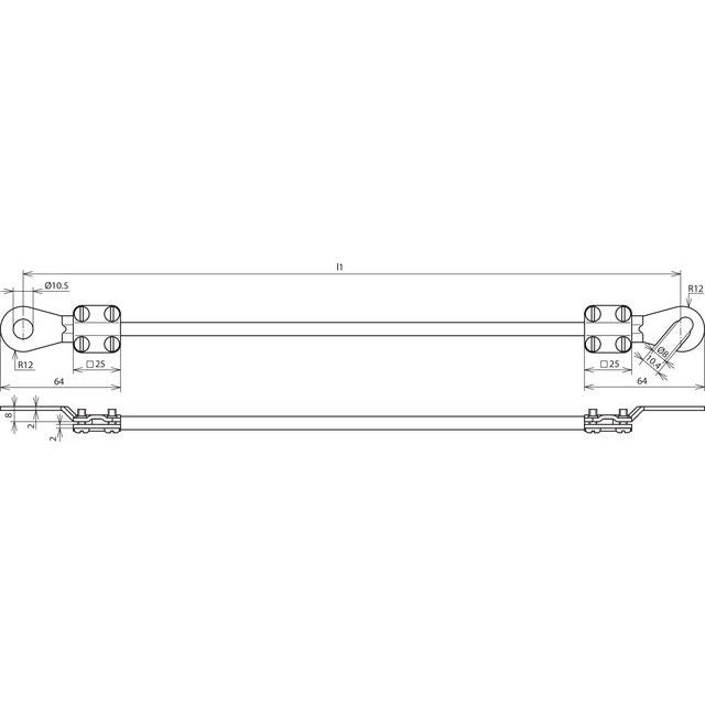 DEHN - Zubehör/Ersatzteile für Erdung und Blitzschutz Erdungsleitung EL16L105M #416410 16mm2/L 1,0m schw.