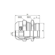 Jacob - Kabelverschraubung K162-1025-00-37 WADI rail M25x1,5 − 50 Stück