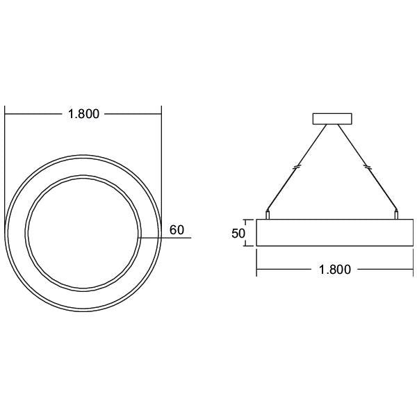 Brumberg Leuchten - Pendelleuchte LED-Pendel-Ringleuchte 13857184 DALI DT6 D1,8m H50mm