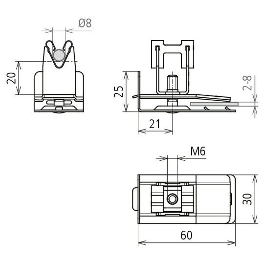 DEHN - Dachleitungshalter für Blitzschutz Dachleitungshalter 206379 für Dach-Wandplatten