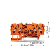 WAGO - Durchgangs-Reihenklemme Durchgangsklemme 2002-1402 4-Leiter, TS 35 − 100 Stück
