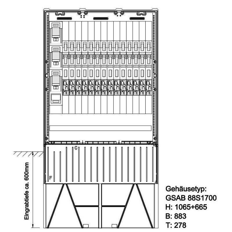 GSAB Elektrotechnik - Anschlussschrank Verteilersäule 88S17KLSL2-14LSL00