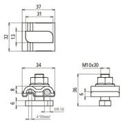 DEHN - Erdanschlussklemme Uni-Erdungsklemme 540262 mit Hammerkopfschrau