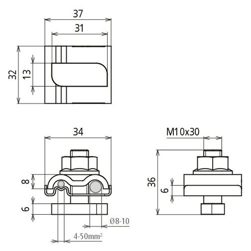 DEHN - Erdanschlussklemme Uni-Erdungsklemme 540262 mit Hammerkopfschrau