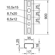 OBO Bettermann - Stiel/Profilschiene Profilschiene CML3518P0900FS 900x35x18mm − 10 Stück