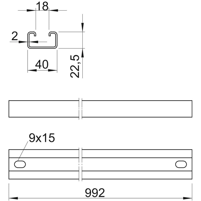 OBO Bettermann - Stiel/Profilschiene C-Sprosse für U-Stiel MS4022P0992FT